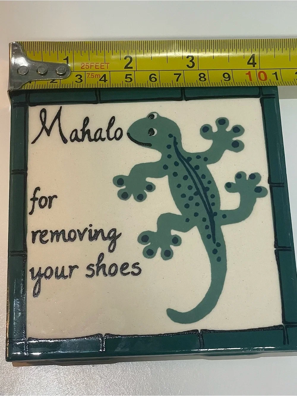 Banana Patch Studio “Mahalo for Removing Your Shoes” Handpainted Hawaiian Tile